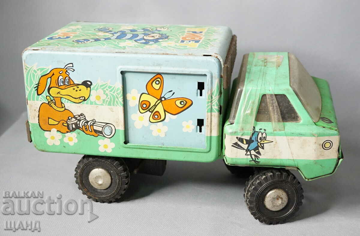 Old Russian Metal mechanical toy model truck Ural