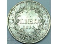 1 лира 1866 Ватикан Пий IX AN XXI сребро