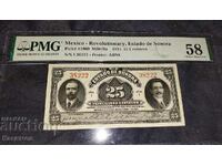 Old RARE Graded Banknote from Mexico PMG 58, UNC!