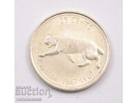 25 цента 1967 - Канада,  Сребро 0.800, 5.83 гр., ø23.88 mm