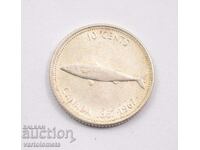 10 цента 1967 - Канада,  Сребро 0.800, 2.33 гр., ø18.3 mm