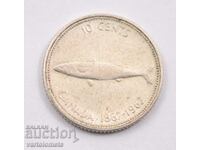10 cenți 1967 - Canada, argint 0,800, 2,33 g, ø18,3 mm