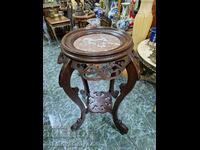 Superb antique solid wood coffee table with marble top