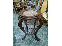 Superb antique solid wood coffee table with marble top