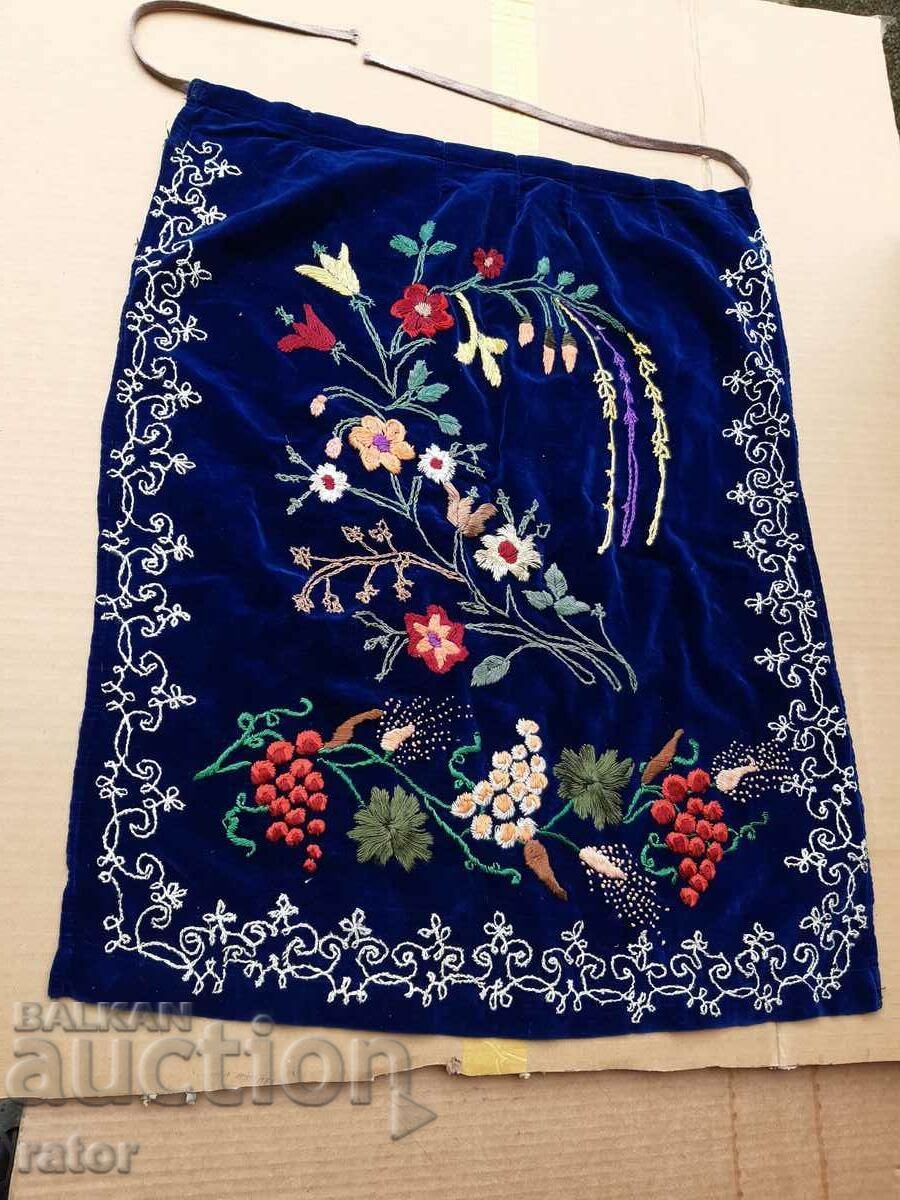 Authentic rare embroidered velvet apron. Costumes