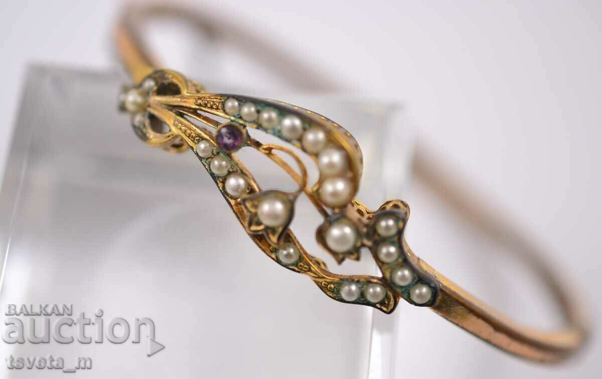 Antique Pearl, Amethyst and Gold Plated Bracelet, Beg. of the 20th century with price 65.00 BGN | € 33.23