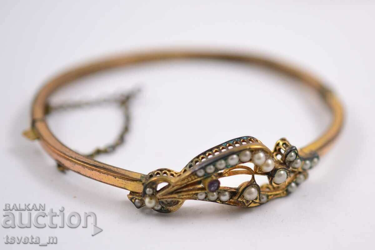 Antique Pearl, Amethyst and Gold Plated Bracelet, Beg. of the 20th century