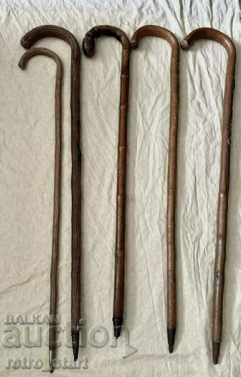 Walking sticks, pickel. Lot of 5 pieces
