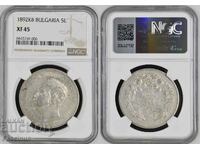 5 BGN 1892 ⭐ XF 45 ⭐ NGC