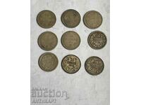 Lot de 9 bucăți x 50 de cenți 1891, 1883, 1912
