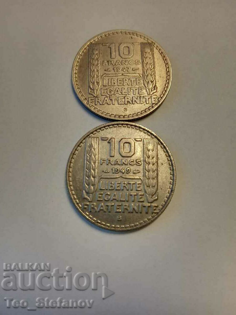 Lot 10 franci 1947 si 1949 Franta