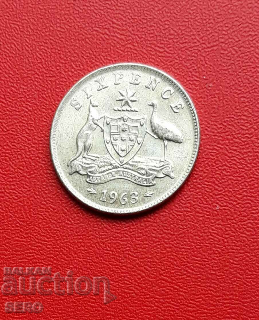 Австралия-6 пенса 1963-сребърна