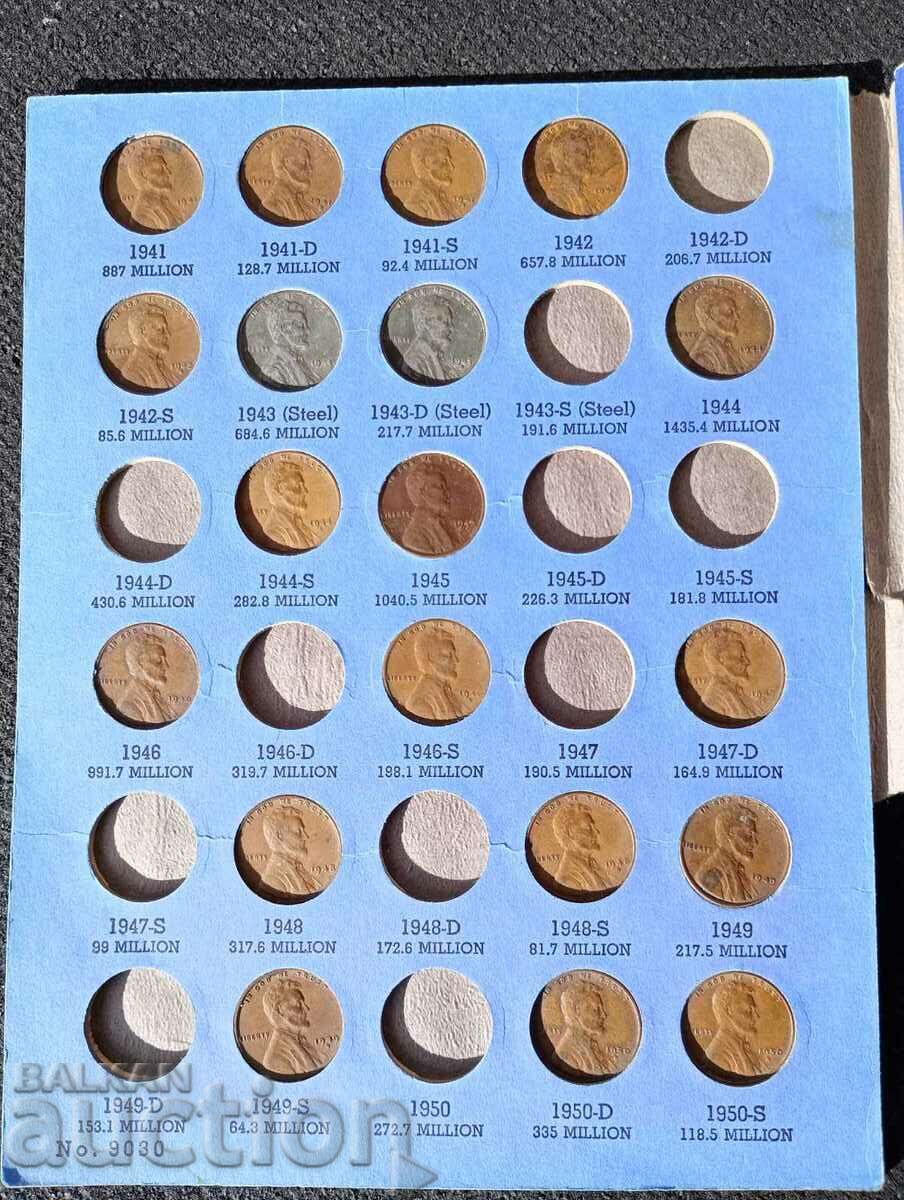 Lincoln - cent 35 coins collected over 25 years with price 1999.00 BGN | € 1022.07