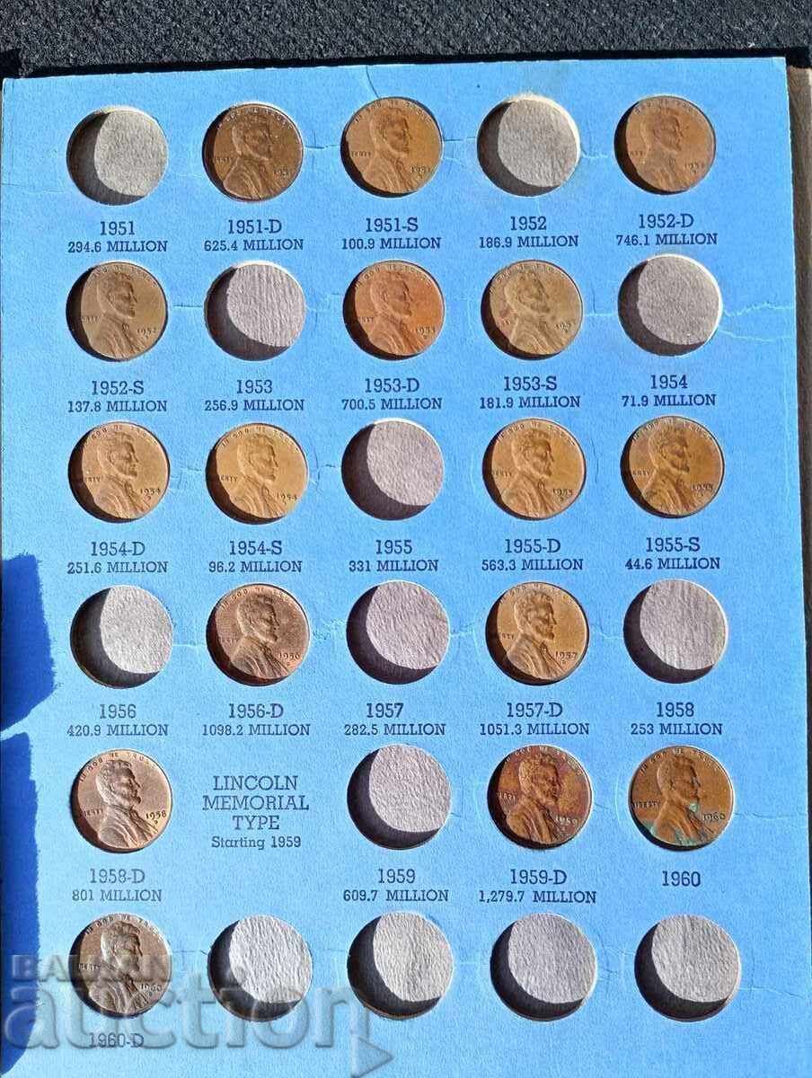 Auction  Lincoln - cent 35 coins collected over 25 years