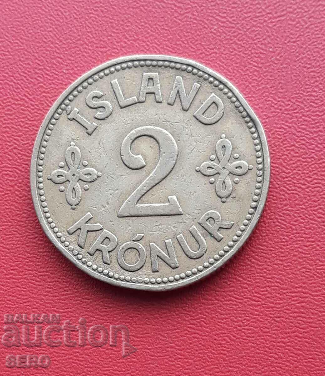Iceland-2 kroner 1940-rare-struck on ring