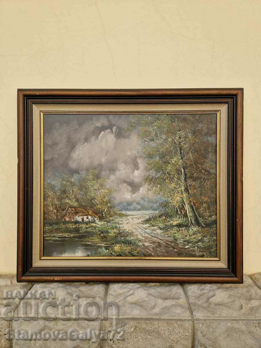 A lovely antique Belgian oil painting A lovely antique Belgian oil painting