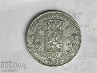 monedă de argint 5 franci Belgia 1874 argint