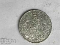 сребърна монета 5 франка Белгия 1872 сребро