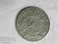сребърна монета 5 франка Белгия 1876 сребро