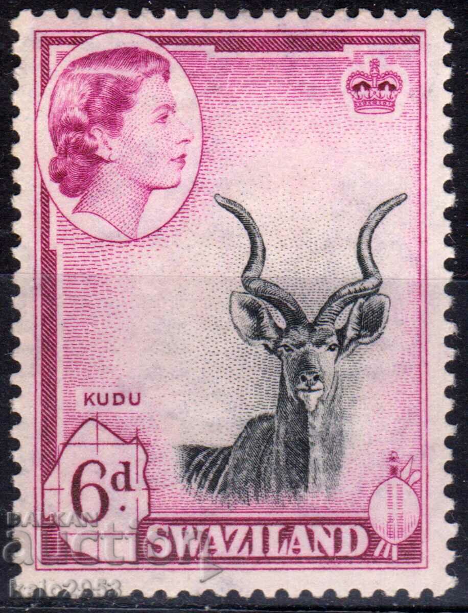 GB/Swaziland-1956-QE II-Regular-Kozel Kudu,MLH