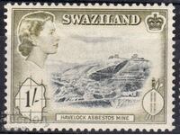 GB/Swaziland-1956-QE II-Regular-Asbestos Mine-1/,MLH