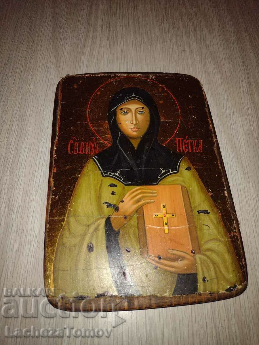 Saint Vkm Petka icon painted on wood, bright and beautiful