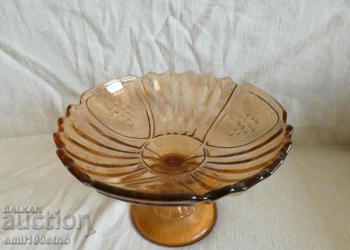 Old beautiful colored glass fruit bowl with price 18.00 BGN | € 9.20
