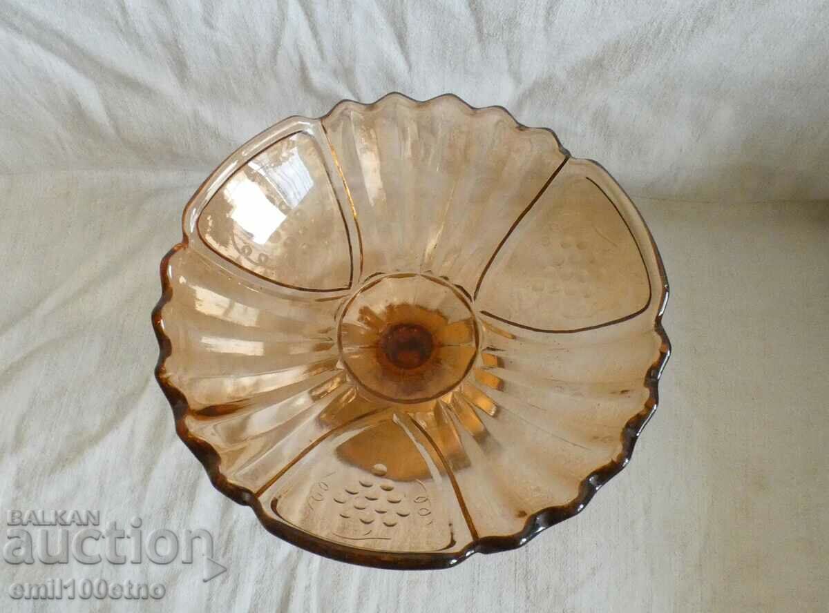 Auction  Old beautiful colored glass fruit bowl