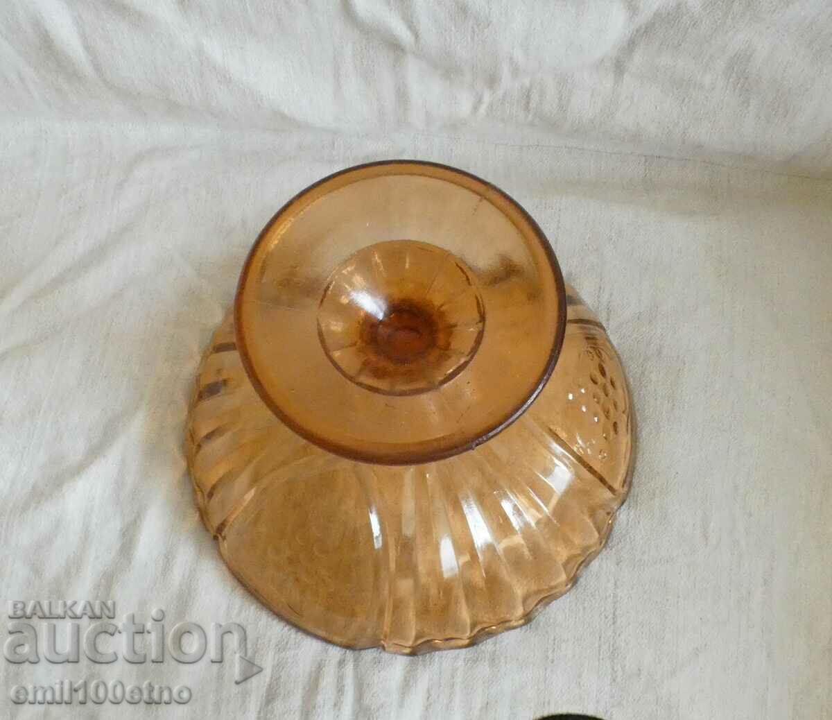 Old beautiful colored glass fruit bowl - 5