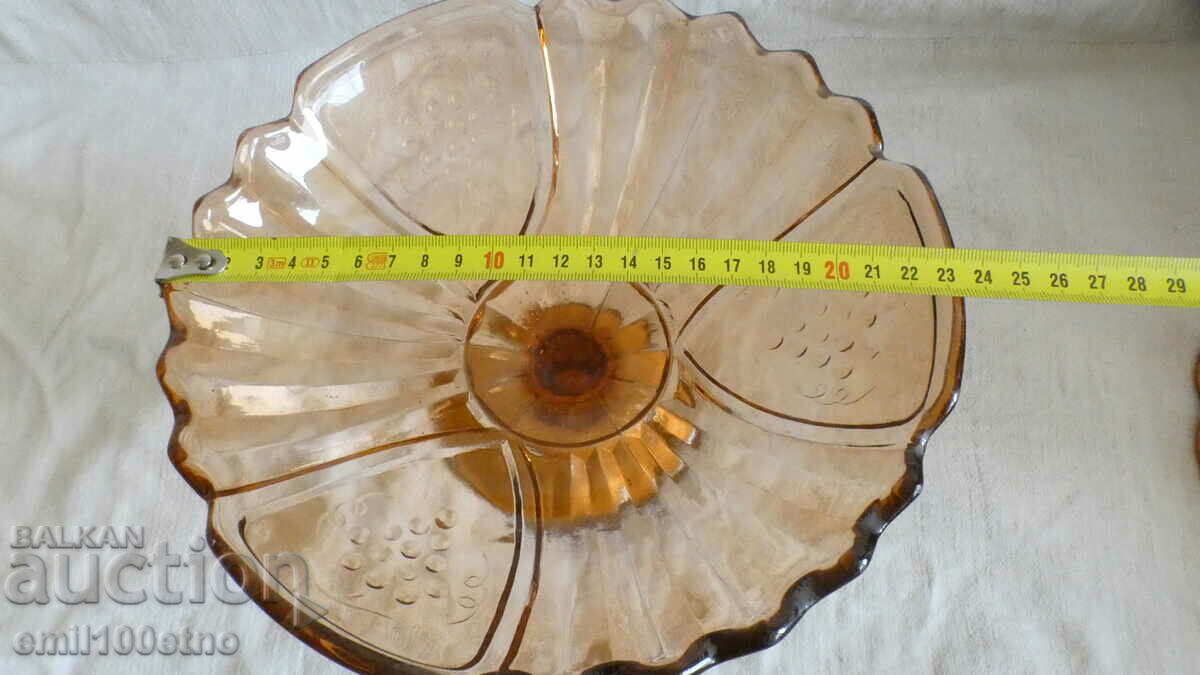 Old beautiful colored glass fruit bowl - 7