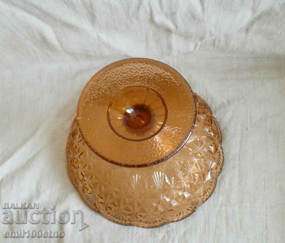 Old beautiful colored glass fruit bowl - 5
