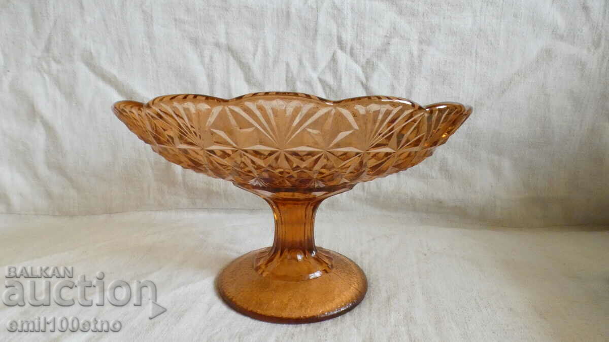 Old beautiful colored glass fruit bowl