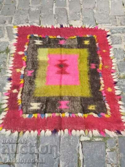 Antique unique goat hair rug, mid 19th century