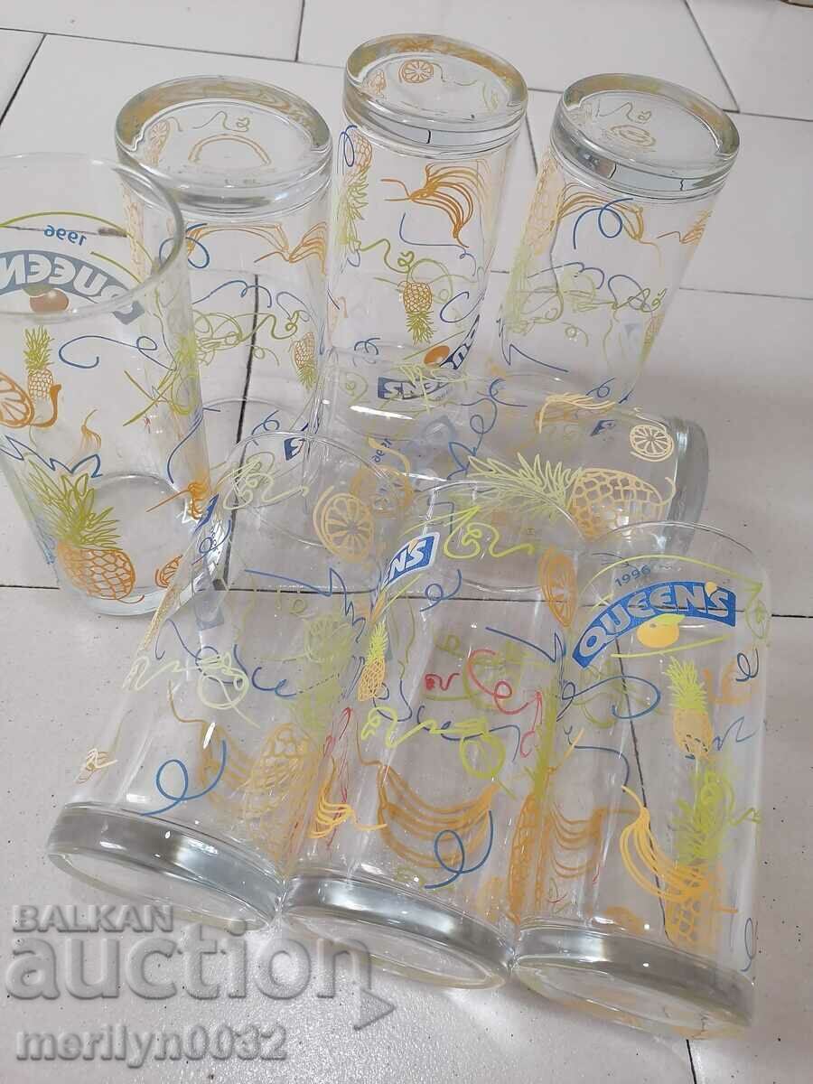 A beautiful set of 8 glasses QUIEENS glass for soft drinks - 5