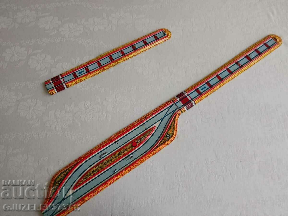 Old tin metal track for mechanical carts Old tin metal track for mechanical carts
