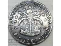 Боливия 1863 8 сол Талер Симон Боливар (1783-1830) сребро