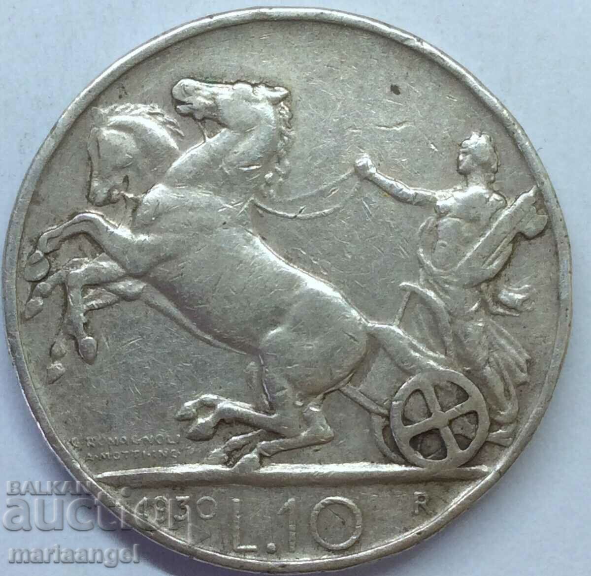 10 лири 1930 Италия Виктор Емануил сребро - рядка година!