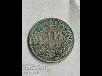 silver coin 2 franc Switzerland 1879 silver