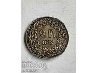 silver coin 2 francs Switzerland 1912 silver