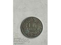 monedă de argint 1 franc de argint Elveția 1875