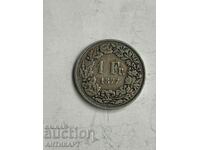 сребърна монета 1 франк сребро Швейцария 1877