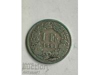 silver coin 1 franc silver Switzerland 1886