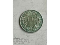 сребърна монета 1 франк сребро Швейцария 1957