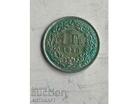сребърна монета 1 франк сребро Швейцария 1958