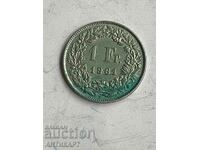 сребърна монета 1 франк сребро Швейцария 1961