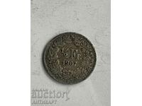 silver coin 1/2 franc silver Switzerland 1907