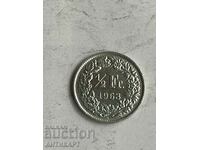 сребърна монета 1/2 франк сребро Швейцария 1963