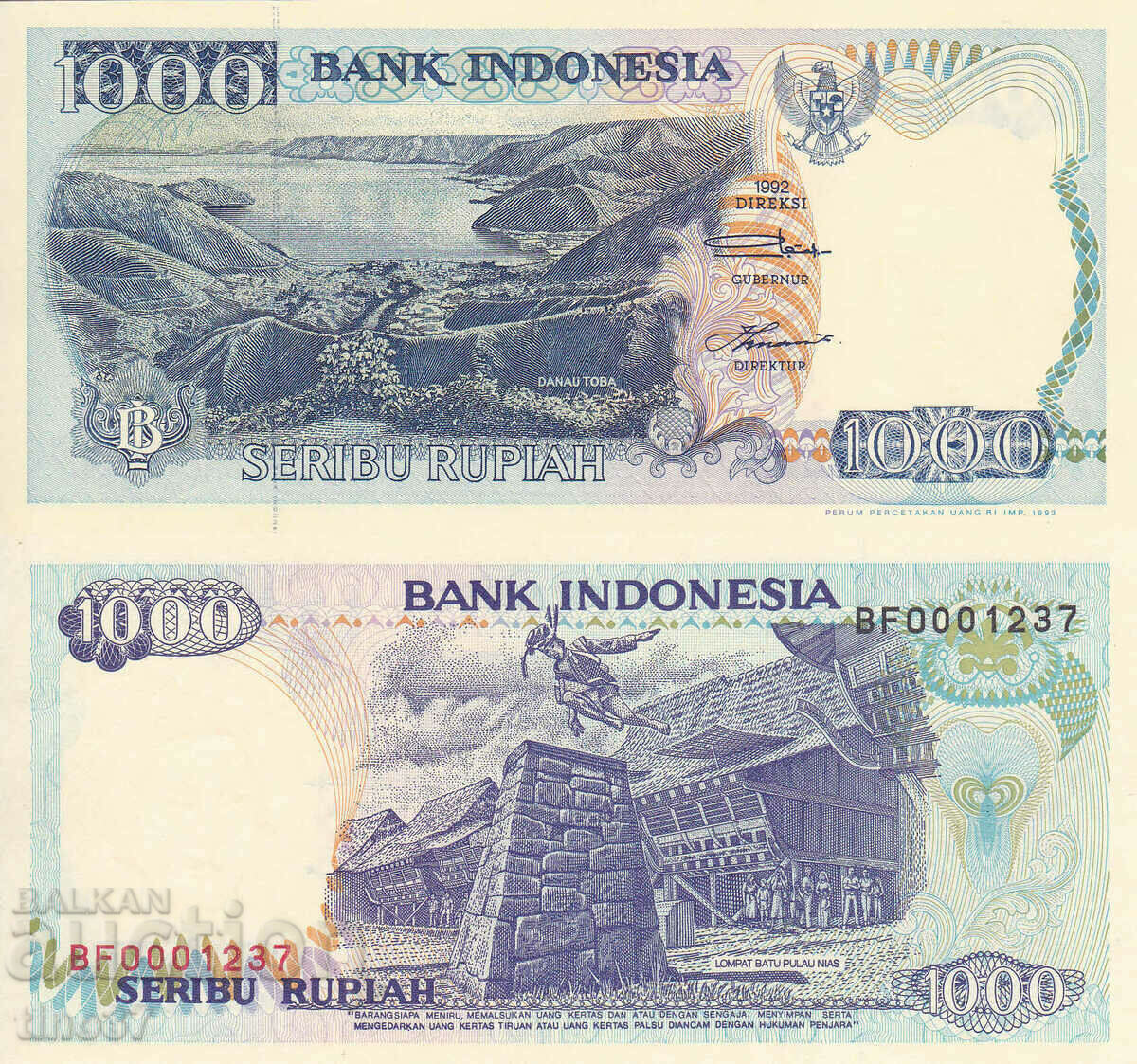 tino37- INDONESIA - 1000 RUPIES - 1992 - UNC