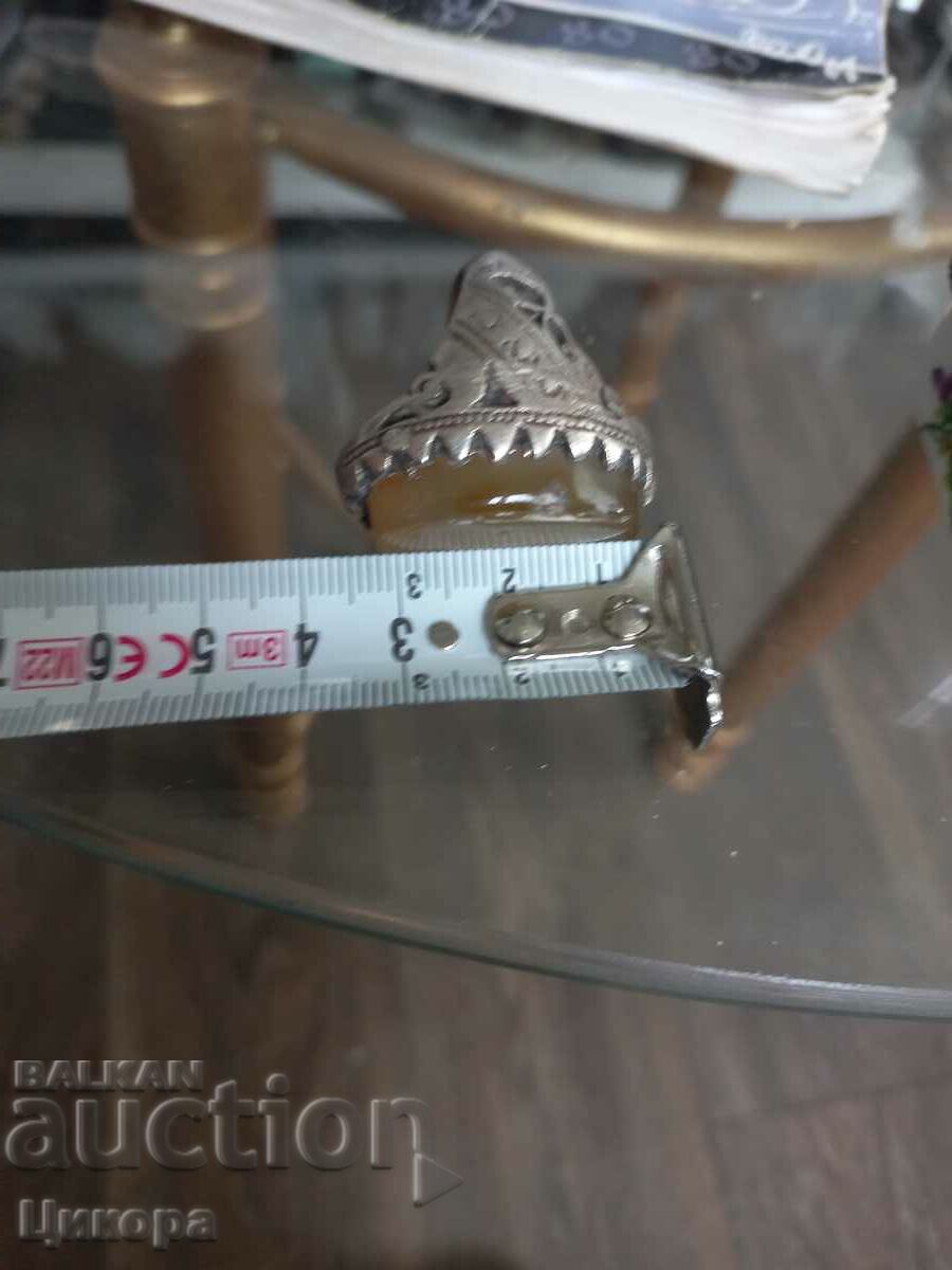 OLD OTTOMAN SILVER RING WITH STONE - 6 OLD OTTOMAN SILVER RING WITH STONE - 6