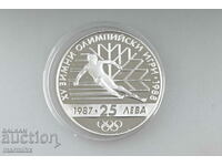 Moneda de argint de 25 de leva la Jocurile Olimpice de iarnă de la Calgary din 1987